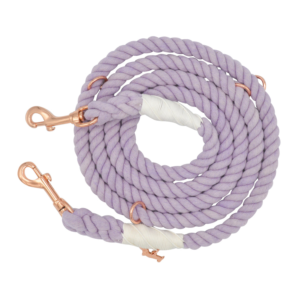 Lavender Hands Free Cotton Dog Rope Lead