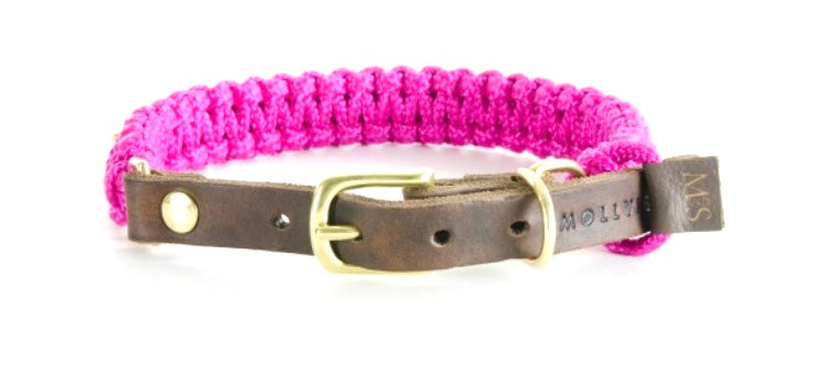 Touch Of Leather Collar Fuchsia