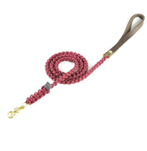Touch Of Leather Leash In Red Wine