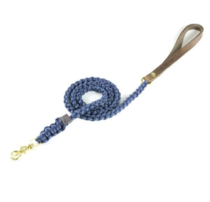Touch Of Leather Leash In Navy